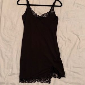 Mini black lace dress with slit